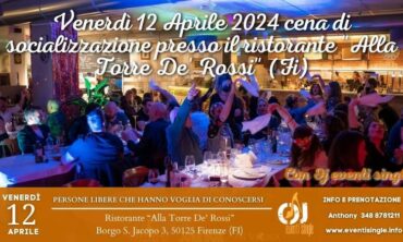Venerdì 12 Aprile 2024 cena di socializzazione presso il ristorante “Alla Torre De’ Rossi” (Fi)